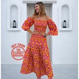 ZARA Blogger Fave Smocked Off-Shoulder Maxi Dress NWT